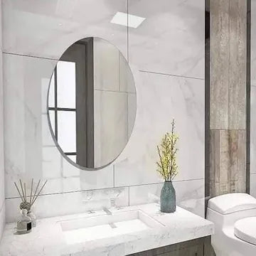 Oval Frameless Wall Mirror Sticker Set 4